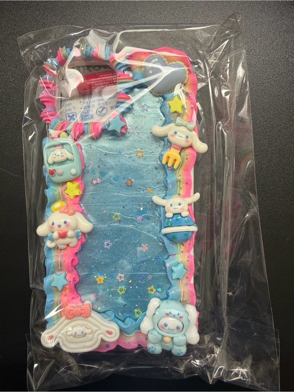 NIP iPhone 13/14 Decoden Case Sanrio Kawaii Cute Cinnamoroll Rainbow Blue 3D